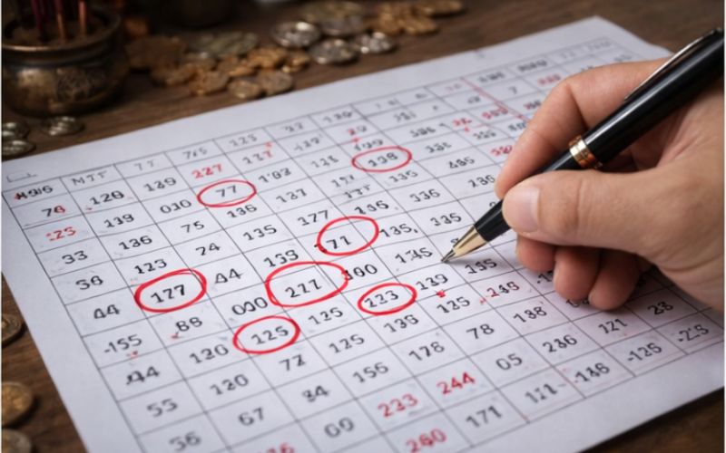 Bảng số lô đề được khoanh để dự đoán giải đặc biệt
